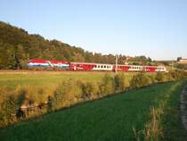 Kurz vor dem EM-Finale am 29.06.2008 so gegen 20Uhr20 habe ich noch schnell eine EM-Lok fotografiert.
Es war die 1116 108  EM-Kroatien  die in Wartberg/Kr.
mit dem R3979 an mir vorbeigefahren ist. 
 