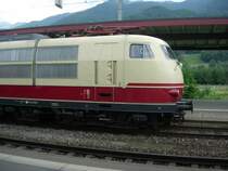Detailansicher der 103 184-8 im Bahnhof Landquart. Am 01.07.08