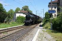 A 3/5 706 f�hrt am 5.7.08 mit ihrem Extrazug in Arbon ein.