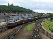 232 358 mit G�terzug am 8.7.2008 in Schwandorf.