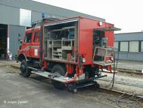 DB-Notfalltechnik 2 Wege-Unimog in Maschen bei Hamburg am Tag der offenen T�r im Juli 2002