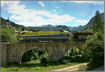 ES 64 U2 -082 Cargoserv f�hrt mit einem Erzzug von Eisenerz nach Linz.
Hieflau 19.07.2008