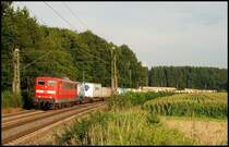 Die 151 044 zieht einen G�terzug in Richtung S�den. Aufgenommen im Juli 2008 bei Beimerstetten.
