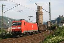 185 052-8 mit einem Mischer -> Koblenz^in Oberwesel am 31.7.08