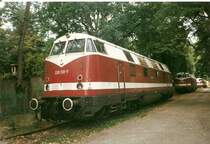 Der Loksammler Bernd Falz hatte einst in J�terbog Altes Lager auf dem ehmaligen Gel�nde eines Munitionslagers sein Sammelplatz. Im August 1998 konnte man seine Sammlung bewundern.Inzwischen ist die Sammlung nach Falkenberg umgezogen.Auf dem Bild die 228 721.