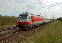 1014 018 am Eurocity 71  Antonin Dvorak  von Praha hl.n. nach Wien S�dbahnhof, am 10.08.2008, kurz vor Deutsch Wagram.