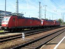 3 x Br 185 (2x DB und einmal Railion) stehen am 10. August abgeb�gelt in Singen.