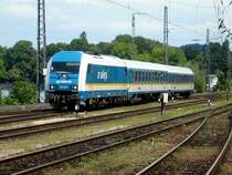 ALEX am 10. August 2008 bei der Einfahrt in den Bahnhof Lindau. Zuglok war 223 071.