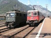 Ae6/6 11499,Re620 061-2 und Re4/4ll 11322 mit G�terz�gen am 10.7.08 in Erstfeld.