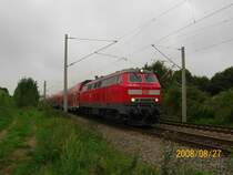 218 453-9 zieht den RE 21572 von Hamburg Hbf nach L�beck Hbf. 27.08.08.