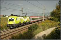 Werbe Taurus 1116 033 Telekom Austria f�hrt mit EC 33  Allegro Stradivari  von Wien nach Villach.
10.09.2008