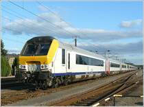 Diese Zugkompositionen (I 11 Steuerwagen, E-Lok der BR 13 in der Mitte, I 11 Steuerwagen) werden in Belgien  compositions dromadaire  genannt. Sie verkehren als IC O auf der Strecke Gouvy-L�ttich-Br�ssel-Maastricht. 14.09.08 (Hans) 