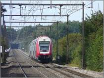 Steuerwagen 010 f�hrt nicht auf dem  falschen  Gleis. Auf der Strecke Arlon-Luxemburg wird auf dem luxemburgischen Teilst�ck auch nach belgischem System, also links gefahren. Bild aufgenommen in der N�he von Capellen am 21.09.08. (Jeanny)