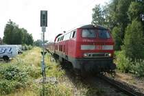 DB 218 102-2 am 28.6.2008 in L�beck-Travem�nde Hafen.

