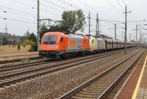 Bei dem G�terzug auf dem Bild d�rfte es sich wieder 
um den Schlackezug handeln. Mit der 1216 901 im Doppelpack mit
der ES 64 U2-017 war er am 24.09.2008 in Marchtrenk zu sehen.