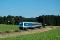 223 071 mit ALEX am Abend des 18.08.08 an der Allg�ubahn (KBS 970) bei Riedles.