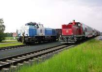 Wahrscheindlich eine einmalige Gelegenheit bot sich am 13. und 14. Mai 2004 - Da LTE 2170 001-8 (Johanna)nach den Servicearbeiten in Graz nicht in den regul�ren Umlauf eingebunden werden konnte versah sie an diesen beiden Tagen Dienst auf der GKB und bespannte an beiden Tagen den G�terzug Graz-Wies-Graz (Da die Strecke nur eingleisig ist wartet sie Strassgang auf die Kreuzung mit einem Regionalzug)