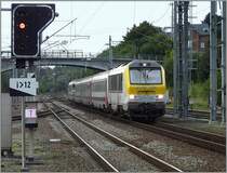 Am Abend des 14.09.08 kommt E-Lok 3009 aus Richtung Liers im Bahnhof von Gouvy an, um etwas sp�ter ihre Reise nach Luxemburg fortzusetzen. (Jeanny)