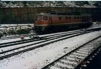 232 287 im Winter 1996 im damaligen F�hrhafen Sassnitz.