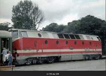 119095 DR (219) bei einem Zwischenaufenthalt in Bad Doberan. 
Agfa Negativscan. Ca.1990