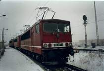 Alle abgestellten 155ziger hatten an einem Dezembertag 1998 in Mukran alle ihre Stromabnehmer angelegt.