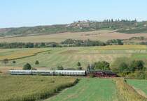 DR 52 8154-8 vom Eisenbahnmuseum  Bayerischer Bahnhof zu Leipzig e.V.  war am Freyburger Winzerfestwochenende mit einem Sonderzug zu Gast auf der Unstrutbahn. Hier ist der Zug zwischen Laucha (Unstrut) und Balgst�dt unterwegs; 13.09.2008