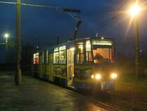 N�chtliches Szenario am Glesidreieck Waltershausen. TW 306 am 27.11.2004