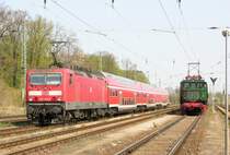 E-Lok der Baureihe 143 mit einer Regionalbahn nach Dessau Hbf. Auch hier ein sehr sehr gro�es Dankesch�n an Ralph Mildner der mir auch das Bild zur Verf�gung gestellt hatt!!