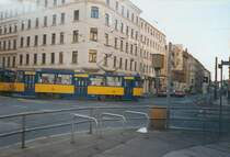 Leipzig, Kreuzung Hermann-Liebmann-/Eisenbahnstra�e. Eine T6n als L.1 nach Mockau