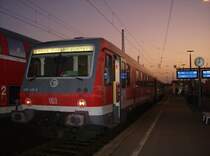 628 435-0 vom Bh Rostock am Morgen des 13.10.2008 als RB-Pendel auf der Brandenburgischen Linie 46 im Bahnhof Cottbus.