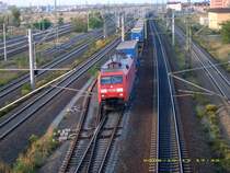 152 111 durchf�hrt am 13.10.08 Bitterfeld. Am Haken hatte sie den LKW-Walter-Zug.