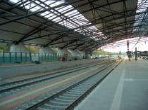 Aktueller Bauzustand der noch nicht fertiggestellten Bahnsteige in Erfurt Hbf; 18.10.2008