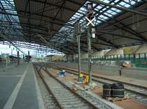 Aktueller Bauzustand der noch nicht fertiggestellten Bahnsteige in Erfurt Hbf; 18.10.2008