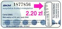 GDAŃSK (Woiwodschaft Pommern), 18.06.2007, S-Bahn-Fahrkarte für eine Fahrt nach Sopot, gelöst im Bahnhof Oliwa -- Fahrkarte eingescannt