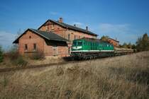V300 001 der Wismut durchf�hrt am 21.10.08 den ehemaligen Bf. Lumpzig.