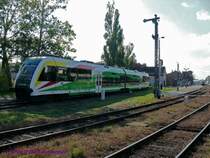 Der von PESA gebaute Triebzug SA133-008 (finanziert durch die Wojewodschaft-Lebus=Wojew�dztwo-lubuskie).
27.09.2008  Kostrzyn 
