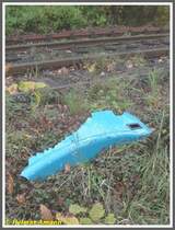 Am 26.10.2008 entdeckte ich am Rande der Stra�enbahnstrecke der Linie 12 in Schwanheim zwischen den Haltestellen Ferdinand-Dirichs-Weg und Harthweg ein Teil der Frontsch�rze eines S-Triebwagens, das mir schon von weitem aufgrund der bekannten Unternehmensfarbe der Verkehrsgesellschaft Frankfurt am Main ins Auge fiel, und ahnte Schlimmes. Weitere Tr�mmerteile waren �ber das Gleis verteilt. Aus gew�hnlich gut informierten Kreisen erfuhr ich einen Tag sp�ter, dass es eine Kollision einer Stra�enbahn mit einem Wildschwein gab, bei der die Frontsch�rze des Wagens zertr�mmert wurde. Gl�cklicherweise kam bei dem Zusammenstoss weder der Fahrer noch Fahrg�ste zu Schaden. Derartige Kollisionen sind an der Strecke nach Schwanheim keine Seltenheit, da sie nach der Unterquerung der Autobahn direkt am Waldrand verl�uft.