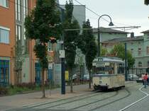 Wagen 37 der NaumburgerTouristenBahn an der Endehaltestelle am Hauptbahnhof; 12.07.2008