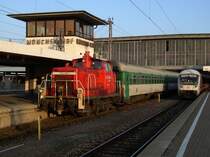 Die 363 118 am 08.11.2008 beim Abrangieren der ALEX Garnitur von Gleis 19 aus M�nchen Hbf. 