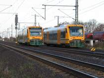 Im Bahnhof Ludwigslust �berholt eine ODEG die andere. 12.11.2008