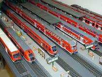 Frontansichten von Triebz�gen und Steuerwagen der DB AG: Gleis 1 BR 650 BEMO, 2 BR 641 Hornby-Rivarossi, 3 BR 612 PIKO, 4 Steuerwagen 1.Gattung Fleischmann, 5 Steuerwagen 3.Gattung Hobby Trade, aufgenommen am 16.11.2008