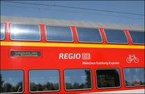Impression eines sehr sauberen  REGIO DB M�nchen-Salzburg-Express  Dostos. (10.07.2008)