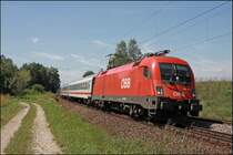 Leider kein EM-Taurus war am 10.07.2008 am IC 2083  K�nigssee  Hamburg - Berchtesgaden Hbf anzutreffen. 1116 097 durfte diesen Zug unweit von Osterm�nchen bespannen.

