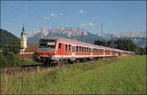 Die Steuerwagen der Bauart  Wittenberge  sind in Bayern h�ufig anzutreffen. Hier im RE 30105 nach Kufstein. (10.07.2008)