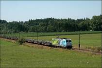 185 152  K+S  bringt einen Ganzzug mit Stahlbrammen nach Freilassing. (11.07.2008)
