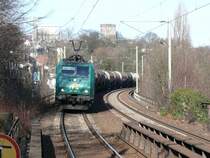 185 543-6 von Rail4Chem durchf�hrt mit einem Kesselwagenzug Aachen-Schanz in Richtung K�ln-Gremberg. Aufgenommen am 25/01/2009.