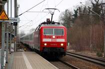 Der Sandwich-IC aus Leipzig kommend durchfhrt am 30.01.09 Burgkemnitz in Richtung Berlin.