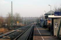 Masten f�r die Elektrifizierung am Bahnhof Mauer. Bild aufgenommen am 3.2.09.