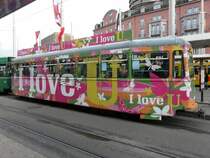 BVB - Tramanh�nger  B 1447 mit Werbung unterwegs in Basel am 22.11.2008