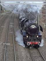 Die Dampflok 5519 hat am 25.01.09 den Bahnhof von Ettelbr�ck verlassen und zieht ihren Sonderzug in Richtung Bissen. (Jeanny)